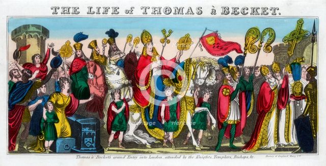 'Thomas à Becket's grand Entry into London...'. 12th century, (19th century). Artist: Unknown