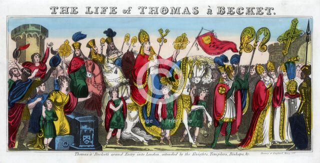 'Thomas à Becket's grand Entry into London...'. 12th century, (19th century). Artist: Unknown