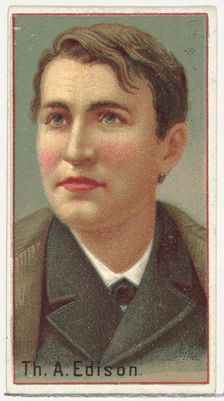 Thomas A. Edison, printer's sample for the World's Inventors souvenir album (A25) for Alle..., 1888. Creator: Allen & Ginter
