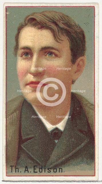 Thomas A. Edison, printer's sample for the World's Inventors souvenir album (A25) for Alle..., 1888. Creator: Allen & Ginter.
