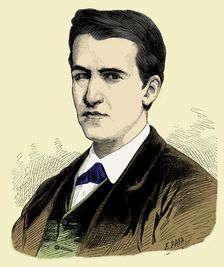Thomas Alva Edison (1847-1931), American inventor,engraving 1887