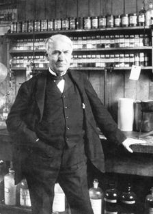 Thomas Alva Edison at Menlo Park, late 1880s. Creator: Anon