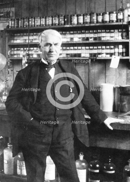 Thomas Alva Edison at Menlo Park, late 1880s. Creator: Anon.