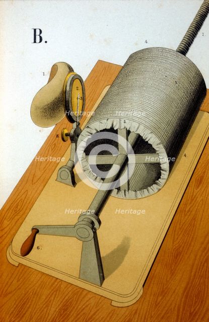 Thomas Alva Edison's first Phonograph, 1878.  Creator: Unknown.