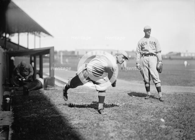 Thomas "Buck" O'Brien, Left; Unidentified, Right; Boston Al (Baseball), 1913. Creator: Harris & Ewing.