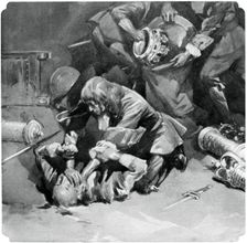 Thomas Blood attempting to steal the Crown Jewels from the Tower of London in 1671, (1937)