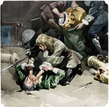 Thomas Blood attempting to steal the Crown Jewels from the Tower of London in 1671, (1937)