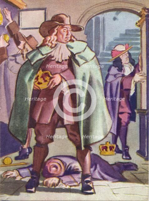 Thomas Blood attempting to steal the Crown Jewels from the Tower of London in 1671 (1937). Artist: Unknown