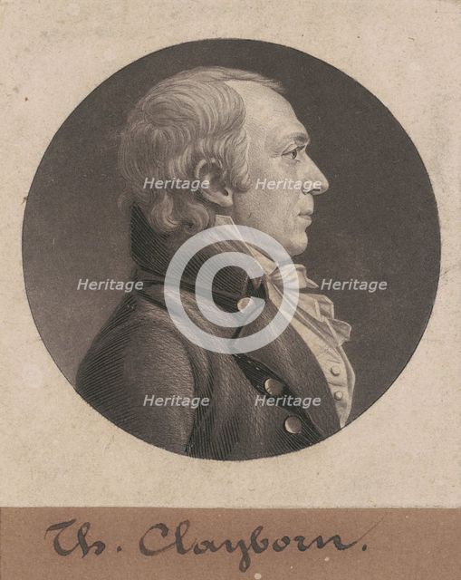 Thomas Claiborne, 1805. Creator: Charles Balthazar Julien Févret de Saint-Mémin.