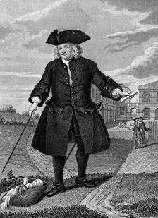 Thomas Coram outside the Foundling Hospital, London, (c1750?). Creator: Unknown
