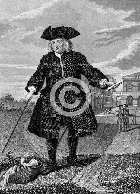 Thomas Coram outside the Foundling Hospital, London, (c1750?). Creator: Unknown.