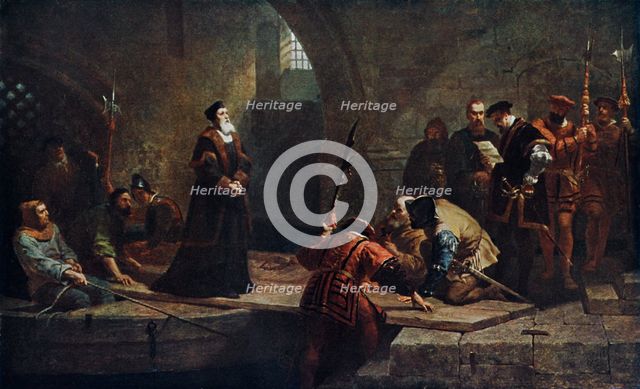 'Thomas Cranmer at the Traitor's Gate', 1553 (1926).Artist: Frederick Goodall
