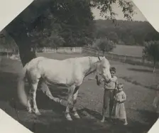 Thomas Eakins's Horse Billy and Two Crowell Children at Avondale, Pennsylvania, ca. 1892. Creator: Thomas Eakins