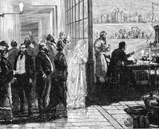 Thomas Edison experimenting with electric lamps on his wedding day, 1871 (1883)