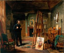 Thomas Faed at his Easel in his Studio, c1863. Creator: John Ballantyne