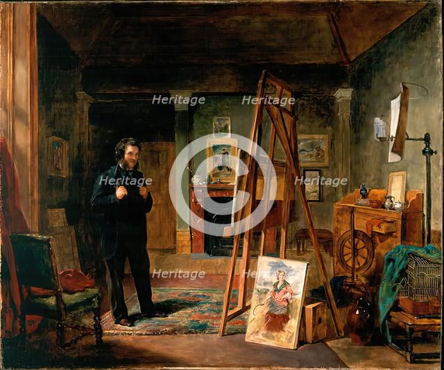 Thomas Faed at his Easel in his Studio, c1863. Creator: John Ballantyne.