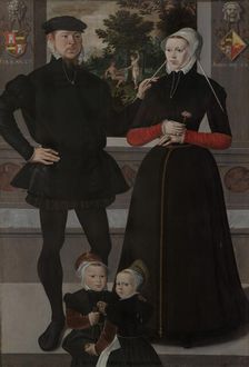 Thomas Gerritszn Doesburch and Claesje Hendricksdr Roeclaes with their Daughters, 1559. Creator: Anon