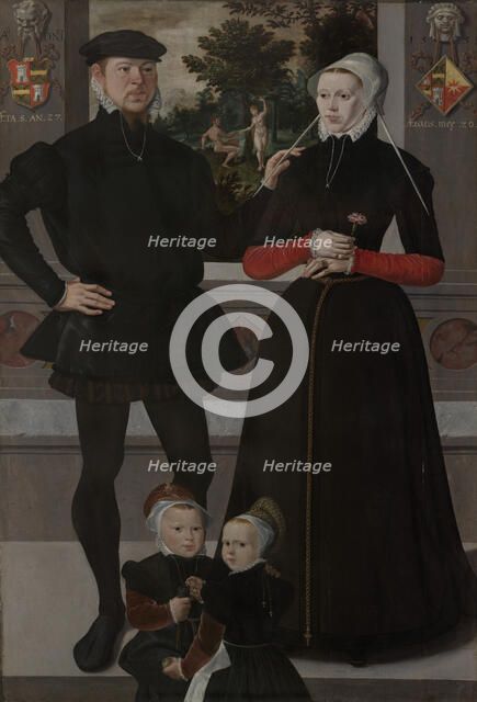 Thomas Gerritszn Doesburch and Claesje Hendricksdr Roeclaes with their Daughters, 1559. Creator: Anon.