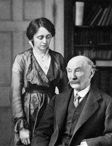 Thomas Hardy, English poet, novelist and dramatist with his second wife, Florence, 1912-1928