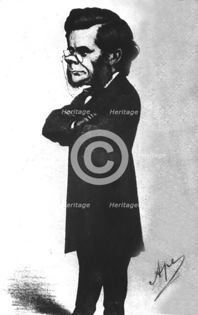 Thomas Henry Huxley (1825-1895), British physiologist cartoon, coined the term agnosticism.