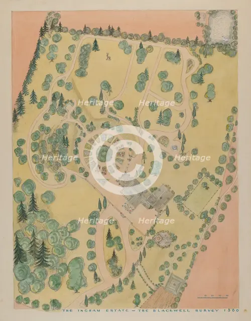 Thomas Ingham Estate, c. 1936. Creators: Gilbert Sackerman, Virginia Richards.