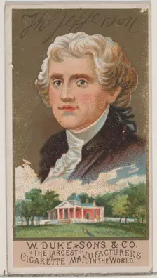 Thomas Jefferson, from the series Great Americans (N76) for Duke brand cigarettes, 1888., 1888. Creator: Unknown