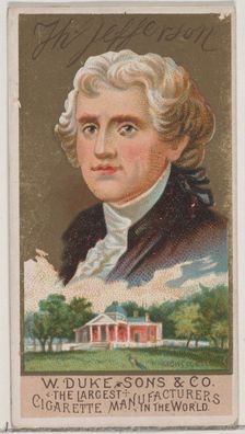 Thomas Jefferson, from the series Great Americans (N76) for Duke brand cigarettes, 1888., 1888. Creator: Unknown