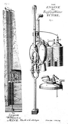 Thomas Savery's steam pump or the miner's friend 1702 (1726). Creator: Unknown