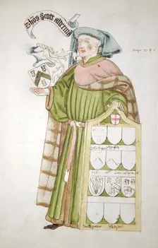Thomas Scott, Lord Mayor of London 1458-1459, in aldermanic robes, c1450. Artist: Roger Leigh