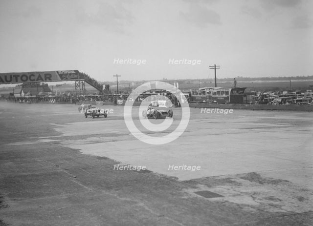 Thomas Special of Harold Purdy and OM of Henken Widengren, BRDC 500 Mile Race, Brooklands, 1931. Artist: Bill Brunell.