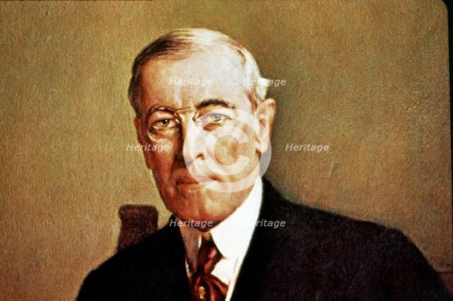 Thomas Woodrow Wilson (1856-1924), the twenty eighth U.S. president, Nobel Peace Prize, 1919.