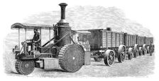 Thomson's road-steamer and coal-waggons, 1870. Creator: Unknown