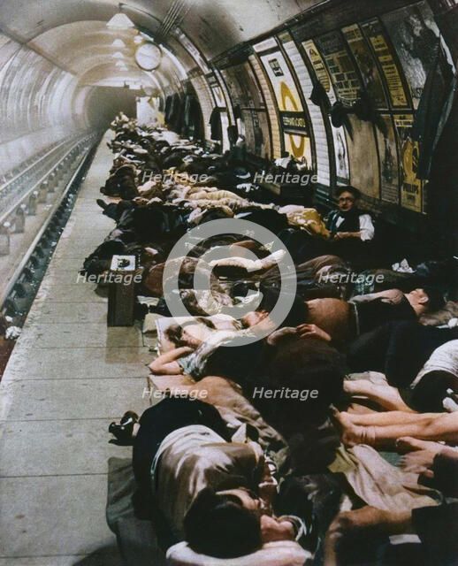 'Those who went to shelters began a new kind of night-life, 11th November, 1940', 1942. Creator: Unknown.