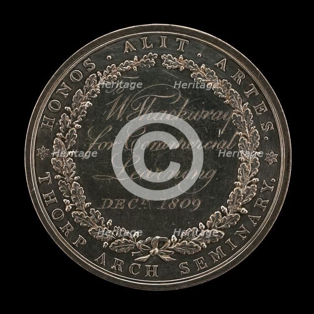 Thorp Seminary Award [reverse], c. 1800, inscribed 1809. Creator: Unknown.