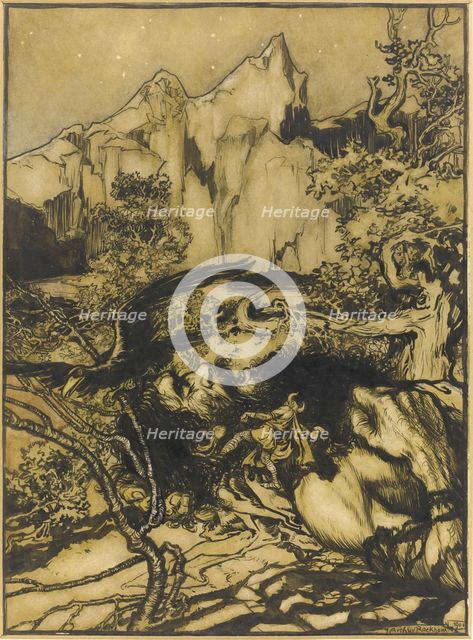 Thor's Journey to the Land of the Giants, 1901. Artist: Rackham, Arthur (1867-1939)