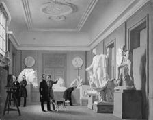 Thorvaldsen's Studio in the Royal Academy of Fine Arts, Copenhagen, 1836. Creator: Johan Vilhelm Gertner