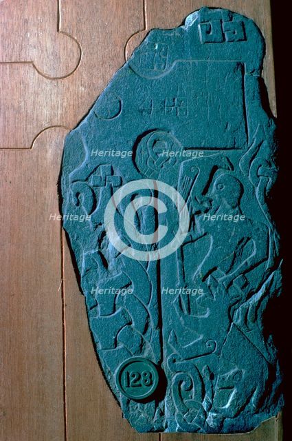 Thorwald's Cross-slab, a Viking cross slab showing Ragnarok, 10th century. Artist: Unknown