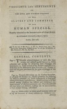 Thoughts and sentiments on the evil and wicked traffic of the slavery and...London, July 1787. Creator: Unknown