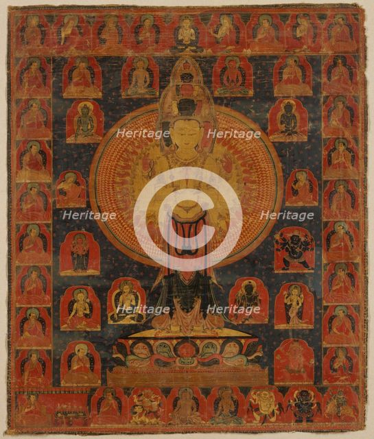 Thousand-Armed Chenresi, a Cosmic Form of the Bodhisattva Avalokiteshvara, 14th century. Creator: Unknown.