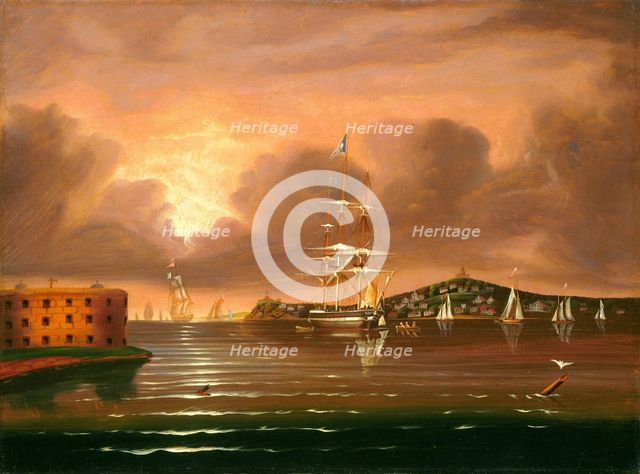 Threatening Sky, Bay of New York, mid 19th century. Creator: Thomas Chambers.