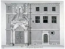 Threadneedle Street front, Merchant Taylors Hall, City of London, c1780. Artist: Anon