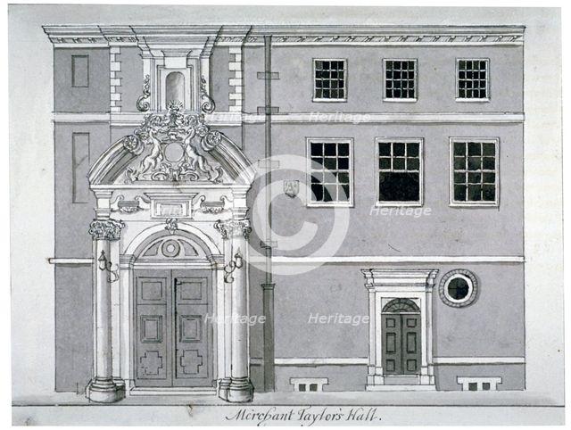 Threadneedle Street front, Merchant Taylors' Hall, City of London, c1780.                            Artist: Anon