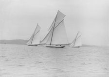 Three 19 Metres yachts racing, 1913. Creator: Kirk & Sons of Cowes