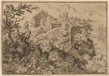 Three Cottages on a Rock, probably c. 1645/1656. Creator: Allart van Everdingen