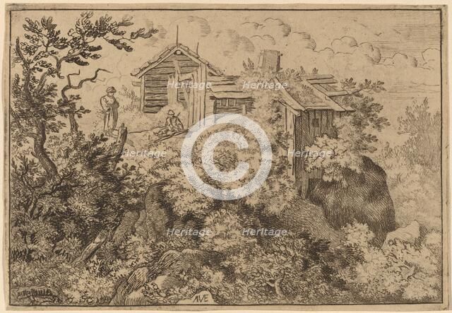 Three Cottages on a Rock, probably c. 1645/1656. Creator: Allart van Everdingen.