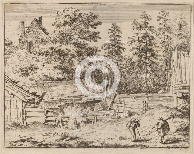 Three Cottages, probably c. 1645/1656. Creator: Allart van Everdingen.