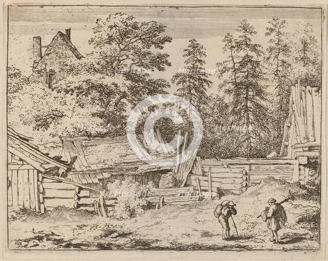 Three Cottages, probably c. 1645/1656. Creator: Allart van Everdingen.