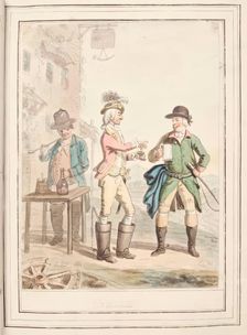 Three Couriers, leaf from A Collection of Dresses by David Allan Mostly from Nature 1776. Creator: David Allan