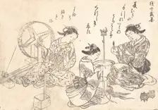 Three Courtesans Weaving Silk. Creator: Nishikawa Sukenobu