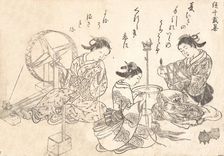 Three Courtesans Weaving Silk. Creator: Nishikawa Sukenobu